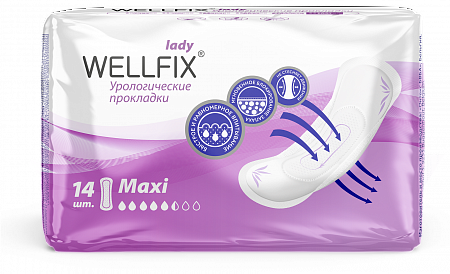 Wellfix Прокладки урологические Леди Макси, 5,5 капель, 14 шт.