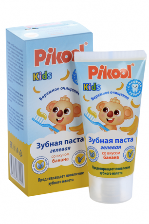 Pikool зубная паста детская Банан, для детей с рождения, паста гелевая зубная, со вкусом банана, 50 мл, 1 шт.