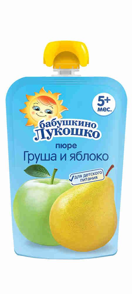 Бабушкино Лукошко Пюре яблоко груша, пюре, 90 г, 1 шт.