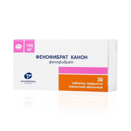 Фенофибрат Канон, 145 мг, таблетки, покрытые пленочной оболочкой, 30 шт.