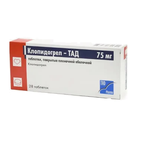 Клопидогрел-Тад, 75 мг, таблетки, покрытые пленочной оболочкой, 28 шт.