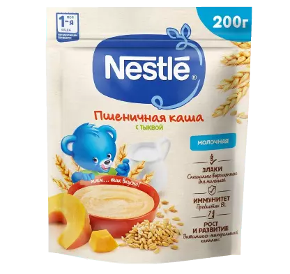 Nestle Каша молочная пшеничная с тыквой, каша детская молочная, 200 г, 1 шт.