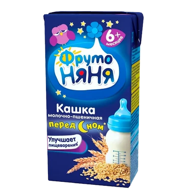 ФрутоНяня Кашка молочная Пшеничная, каша детская молочная, пребиотик и фрукты, 200 мл, 1 шт.