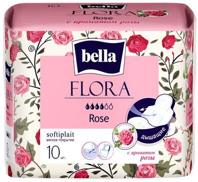 Bella flora прокладки, 4 капли, с ароматом розы, 10 шт.