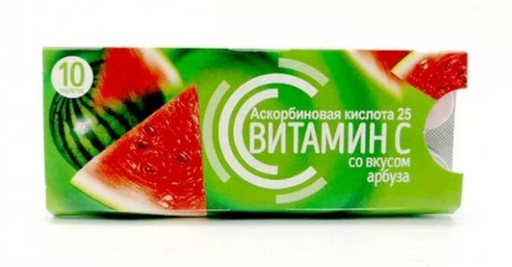 Vitascience Аскорбиновая кислота, для детей с 3 лет и взрослых, таблетки, арбуз, 10 шт.