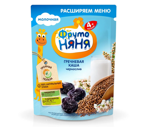 ФрутоНяня Каша молочная Гречневая с черносливом, каша, 200 г, 1 шт.