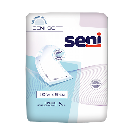 Пеленки впитывающие Seni soft, 60х90, 5 шт.