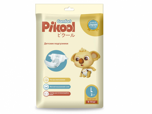 Pikool Comfort Подгузники детские, L, 9-14 кг, 3 шт.