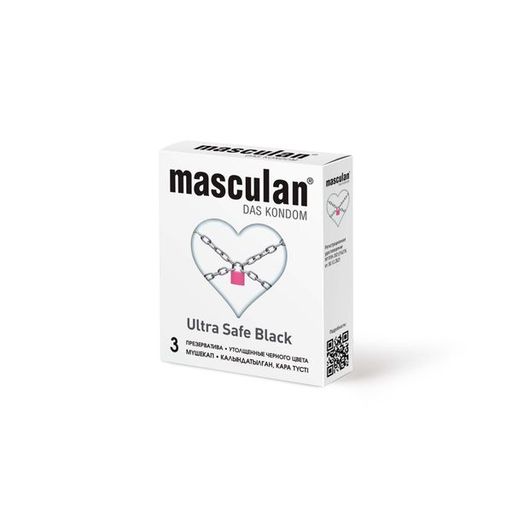 Презервативы Masculan Black Ultra Safe, утолщенные черного цвета, 3 шт.