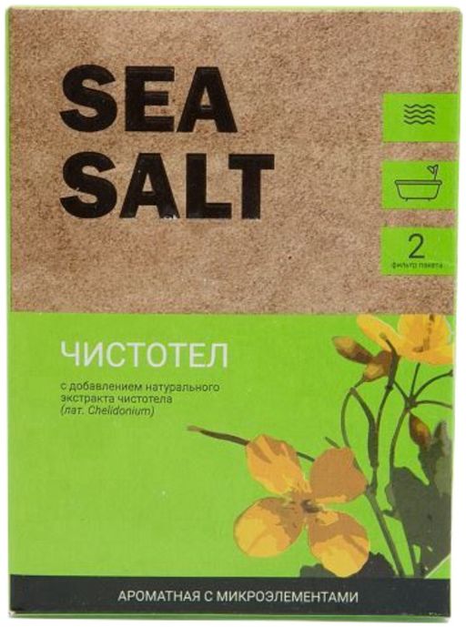 Соль морская микроэлементы и чистотел, соль для ванн, 500 г, 1 шт.