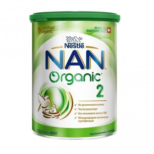 NAN 2 Organic, для детей с 6 месяцев, смесь молочная сухая, с органическим молоком, 400 г, 1 шт.