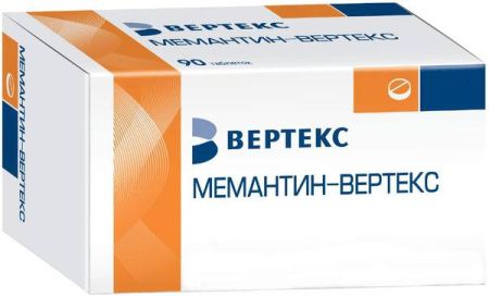 Мемантин-Вертекс, 20 мг, таблетки, покрытые пленочной оболочкой, 90 шт.