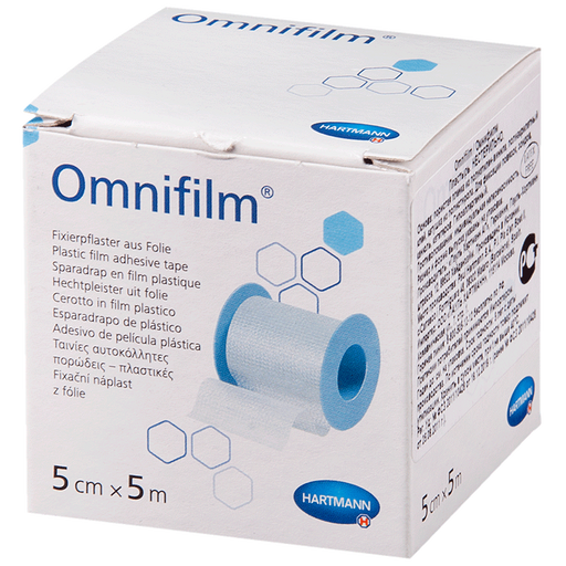 Omnifilm Пластырь фиксирующий, 5мх5см, пластырь медицинский, пленочная основа, 1 шт.