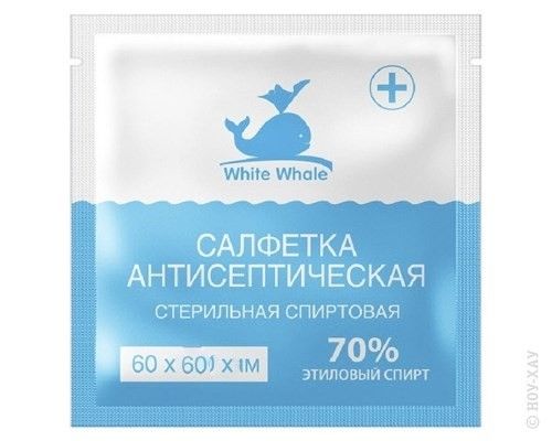 White Whale Салфетка антисептическая спиртовая, 60х60 мм, 1 шт.