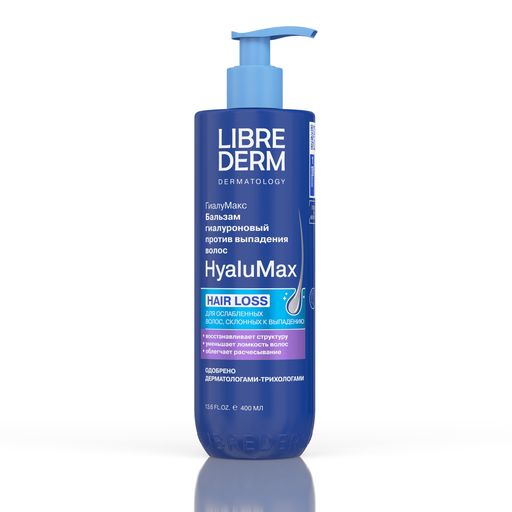 Librederm HyaluMax Бальзам гиалуроновый против выпадения волос, для ослабленных, склонных к выпадению волос, 400 мл, 1 шт.