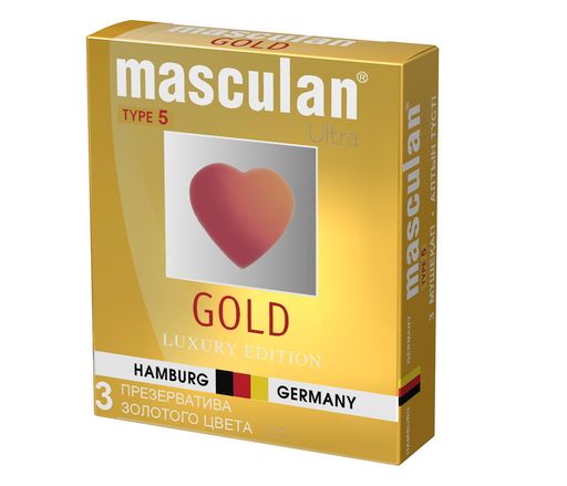 Презервативы Masculan Ultra 5, презерватив, золотого цвета, 3 шт.