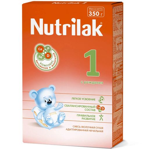 Nutrilak 1 Смесь сухая молочная адаптированная 0-6 мес, смесь молочная сухая, 350 г, 1 шт.