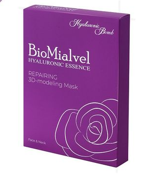 BioMialvel Маска тканевая для 3D-моделирования лица и шеи, маска для лица, с эссенцией гиалуроновой кислоты, 38 г, 5 шт.