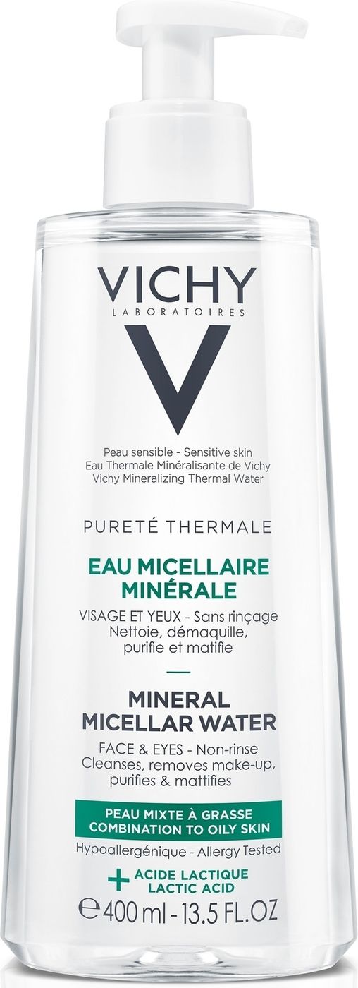 Vichy Purete Thermale Мицеллярная вода с минералами, мицеллярная вода, для жирной и смешанной кожи, 400 мл, 1 шт.