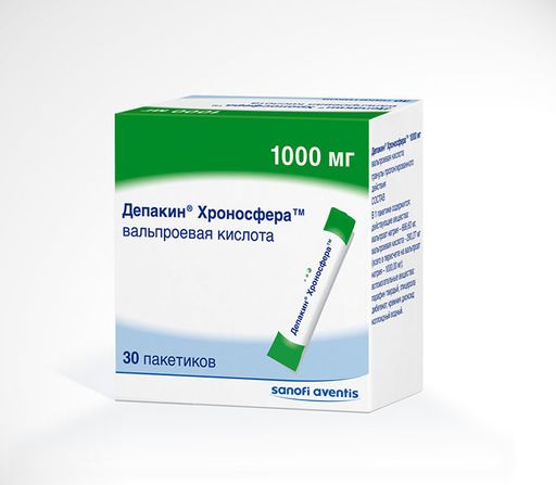 Депакин Хроносфера, 1000 мг, гранулы пролонгированного действия, 30 шт.