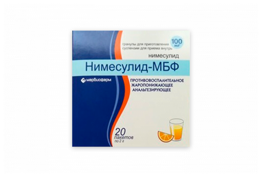 Нимесулид-МБФ, 100 мг, гранулы для приготовления суспензии для приема внутрь, 2 г, 20 шт.