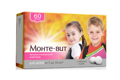 Монте-вит Витаминно-минеральный комплекс от A до Zn, таблетки, для детей с 7 до 14 лет, 60 шт.
