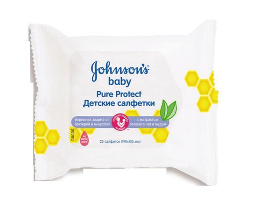 Johnson's Baby Pure Protect детские салфетки влажные, салфетки влажные, 25 шт.