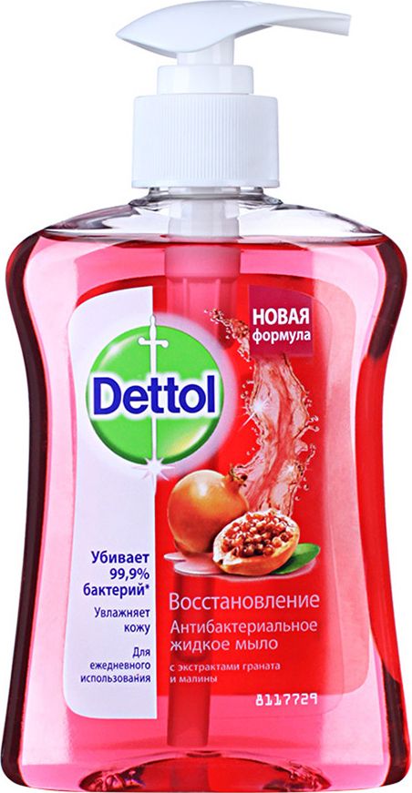 Dettol Мыло жидкое для рук Антибактериальное гранат и малина, мыло жидкое, 250 мл, 1 шт.